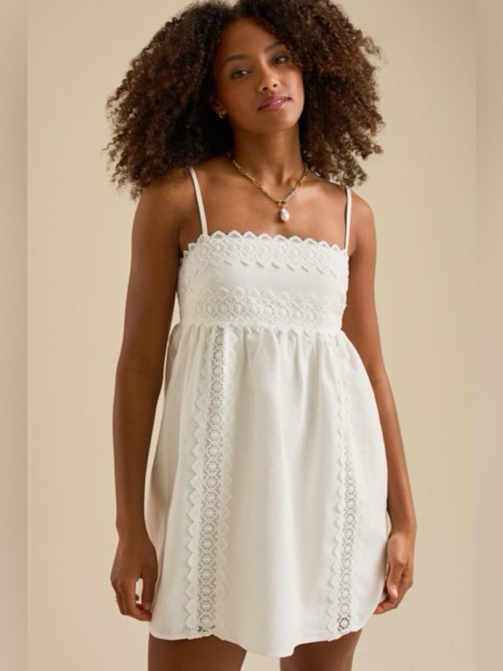 Altar’d State Milan Sleeveless White Eyelet Trim Dress